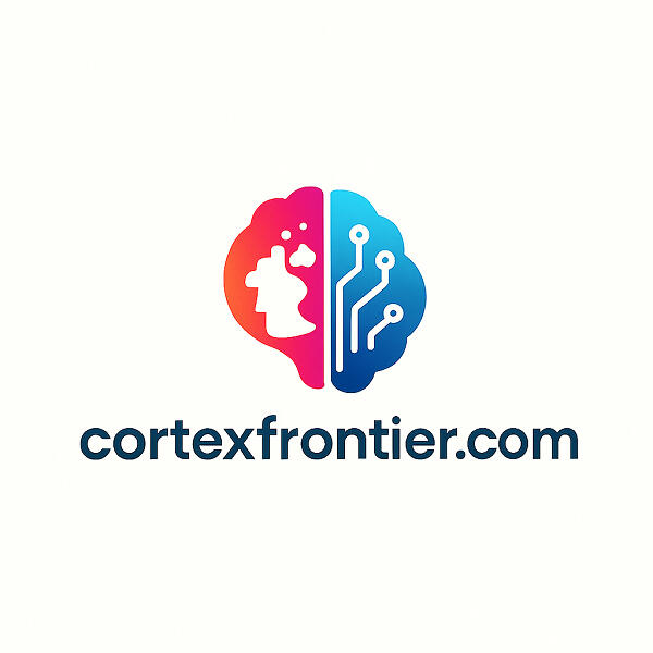 Logo for cortexfrontier.com, futuristic tech domain suited for an AI startup or neuroscience project.