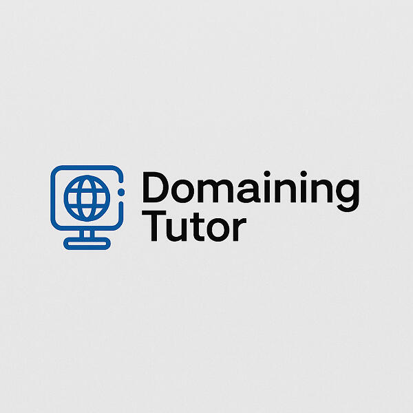 Logo for domainingtutor.com, educational domain great for a blog, course, or domain flipping training site.